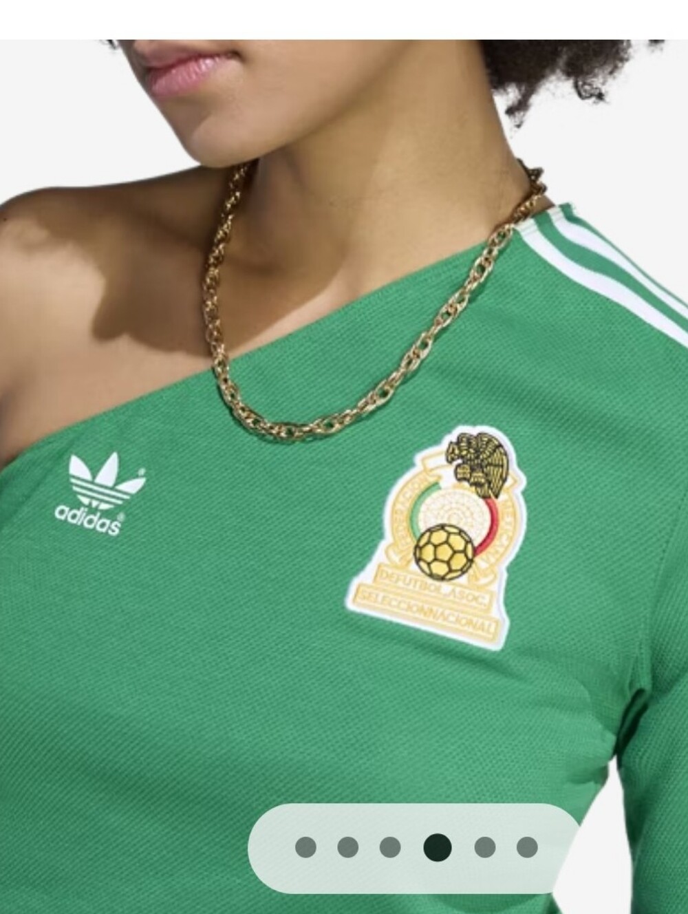 adidas Women's One-Shoulder Mexico BB Jersey - Green - Picture 3 of 7
